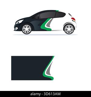 Car wrap stickers with straight lines and shapes in colored designs Stock Vector