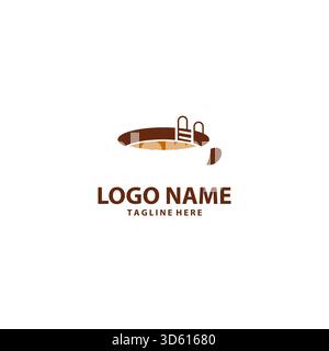 swimming pool coffee logo design vector Stock Vector