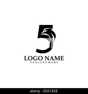 number five eagles logo design vector Stock Vector