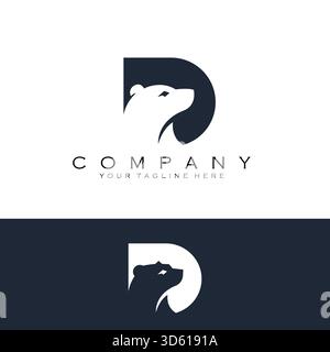 letter D bear logo design vector Stock Vector