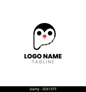 letter P penguin logo design vector Stock Vector