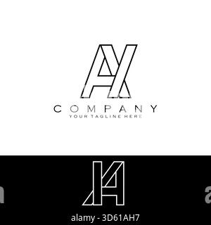 initial letter AH line simple logo design vector Stock Vector