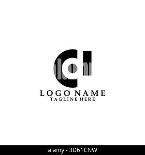 initial letter CD negative space logo design vector Stock Vector