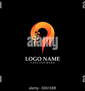 fire guitar logo design vector Stock Vector