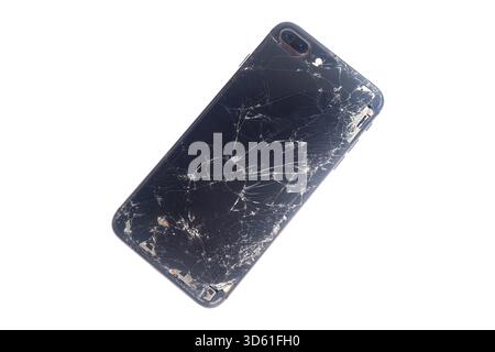 Cracked mobile phone display screen Stock Photo