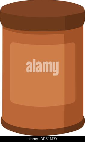 A cylindrical pantry jar with wide lid filled with creamy spread drawn in flat shaded style Stock Vector