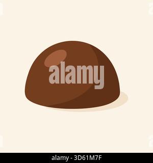 A smooth domed chocolate confection casting a soft shadow on a pale square background Stock Vector