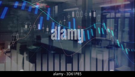 Displaying financial chart dashboard overlaying grid on global HUD ...