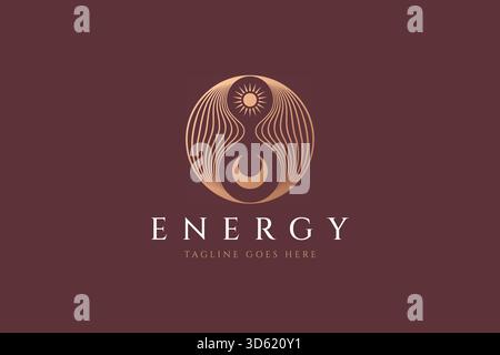Infinity Symbol with Sun and Moon Representing Energy, Balance, and Celestial Harmony Stock Vector