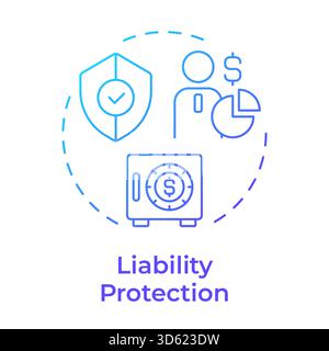 Liability protection blue gradient concept icon Stock Vector