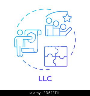 LLC blue gradient concept icon Stock Vector