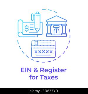 EIN and register for taxes blue gradient concept icon Stock Vector