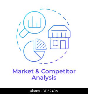 Market and competitor analysis blue gradient concept icon Stock Vector