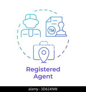 Registered agent blue gradient concept icon Stock Vector