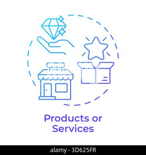 Products and services blue gradient concept icon Stock Vector