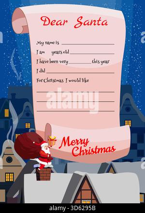 Christmas letter to santa, paper scroll card with wishes list. vector ...