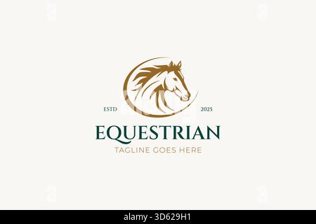 Horse Logo Head or Face for Emblem and Mascot Brand Identity Farm Stallion Equine Stock Vector