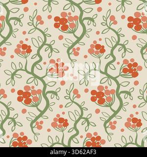 Vines and berries seamless pattern. Stock Vector