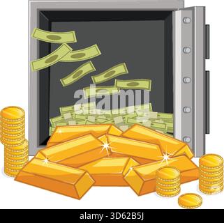 coins stacked gold bars treasure vector illustration Stock Vector Image ...