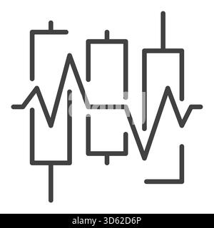 Candle Graph Heartbeat vector Candlestick Chart concept thin line icon or design element Stock Vector