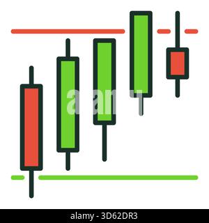 Stock Market Candlestick Chart vector Candle Graph in Range concept colored icon or sign Stock Vector