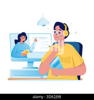 Virtual learning online education vector illustration Stock Vector