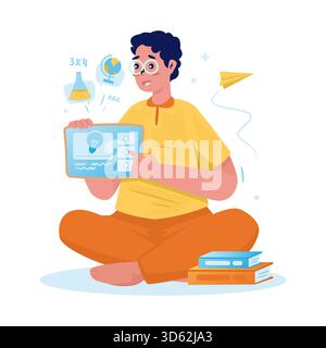 Online learning teacher with video tutorial vector illustration Stock Vector