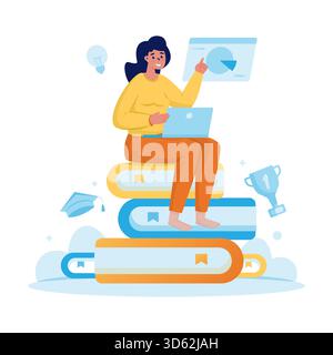 Self-education learning analysis vector illustration Stock Vector