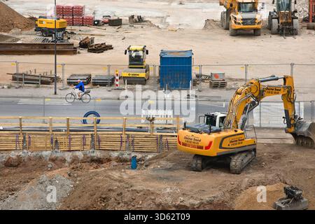 View from a roof onto the construction site on the old FAZ site, Germany, Hesse, Frankfurt am Main Stock Photo