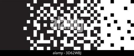 Dispersed pixels background with faded gradation effect. Random square shapes abstract pattern. Explosion, dissolvation, dissolution or Stock Vector