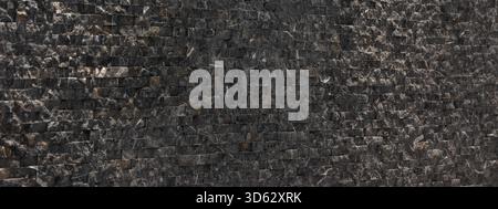 Gray modern panoramic close up view stone wall as wallpaper or texture for the background Stock Photo