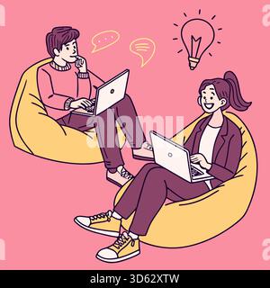 Young coworkers brainstorming together Stock Vector