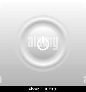 Soft glowing and minimalist power on off button in trendy neumorphism style, 3D vector graphic for clean, modern user interface design Stock Vector