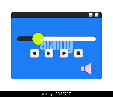 Media player interface with controls 2D cartoon object Stock Vector