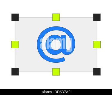 Email symbol with resize handles 2D cartoon object Stock Vector