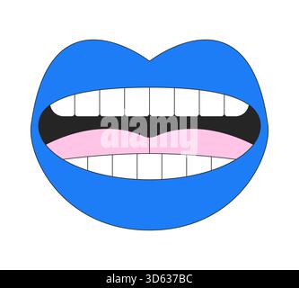 Talking blue mouth with visible teeth 2D cartoon object Stock Vector