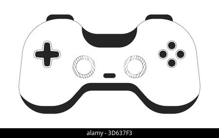 Stylized retro game controller 2D line object Stock Vector