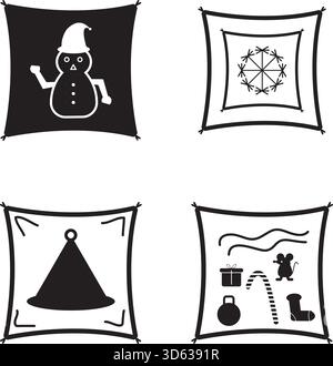Cozy Christmas Pillows Vector Design: Holiday Home Decor Cushion Graphic Template Illustration. Stock Vector