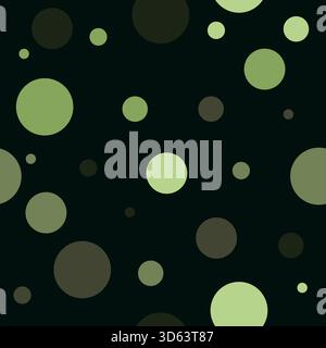 Green Dot Seamless Pattern With Black Background Stock Vector
