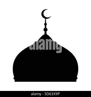 Islamic Mosque Dome Silhouette with Crescent Moon Stock Vector