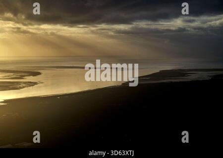 Dramatic winter skies at Lytham St Annes over the Irish sea on the Lancashire Coast north of Southport, northwest England, UK Stock Photo