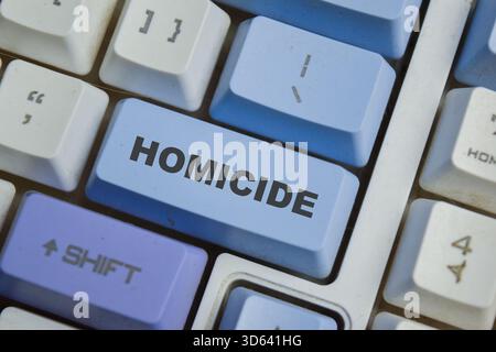 Homicide occurs when a person kills another person button on the keyboard Stock Photo