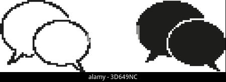 Speech Bubbles Pixel Art Icon Set. Communication, Messaging, And Conversation Symbol Collection. Chat Interface Design Elements. Isolated Vector Stock Vector