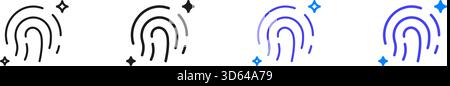 Ai Fingerprint Recognition Line And Solid Icon Set. Biometric Security, Identity Verification, And Access Control Outline And Silhouette Symbol Stock Vector