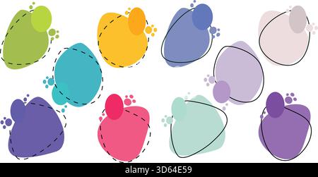 Abstract organic shapes with textured edges in various colors Stock Vector