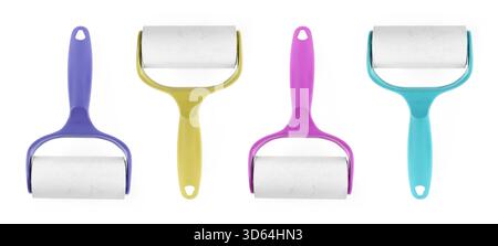 Lint rollers for cleaning clothes isolated on white, set Stock Photo