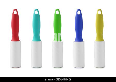 Lint rollers for cleaning clothes isolated on white, set Stock Photo