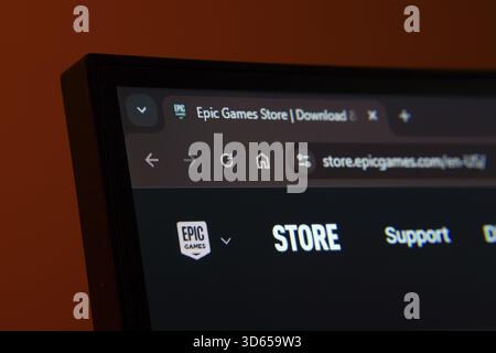 Dhaka, Bangladesh- 02 June 2025: Close-up of a computer screen displaying the web interface in dark mode Stock Photo