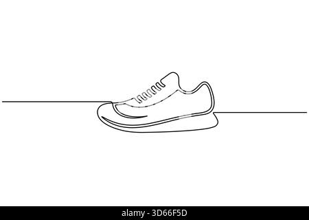 Continuous one line drawing of a sneaker minimalist shoe vector illustration artwork Stock Vector