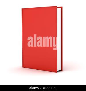 Blank red hardcover book isolated on white background with shadow 3D rendering Stock Photo